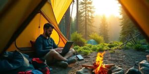 Dicas para trabalhar remotamente durante viagens de camping: produtividade na natureza